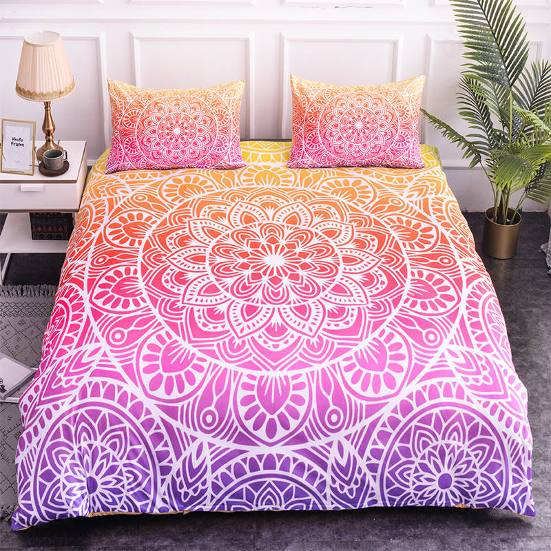 Mandala Abstract Flower Bohemian Quilt Bedding Set - size 200x200cm 3pcs