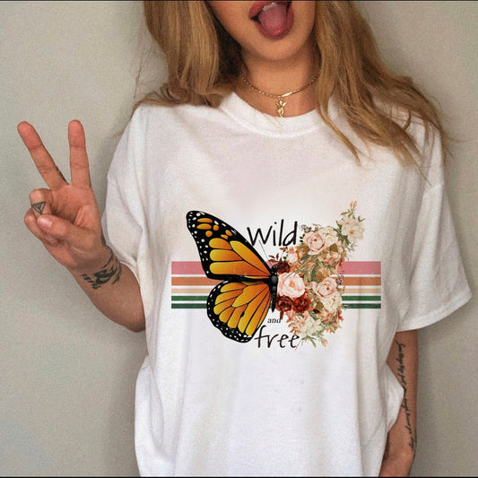 Women Leopard Skull Graphic  Cow Bull  T-shirt For Women - Size Large