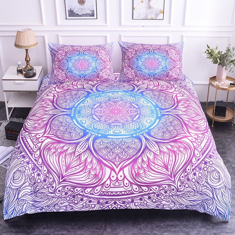 Mandala Abstract Flower Bohemian Quilt Bedding Set - size 200x200cm 3pcs
