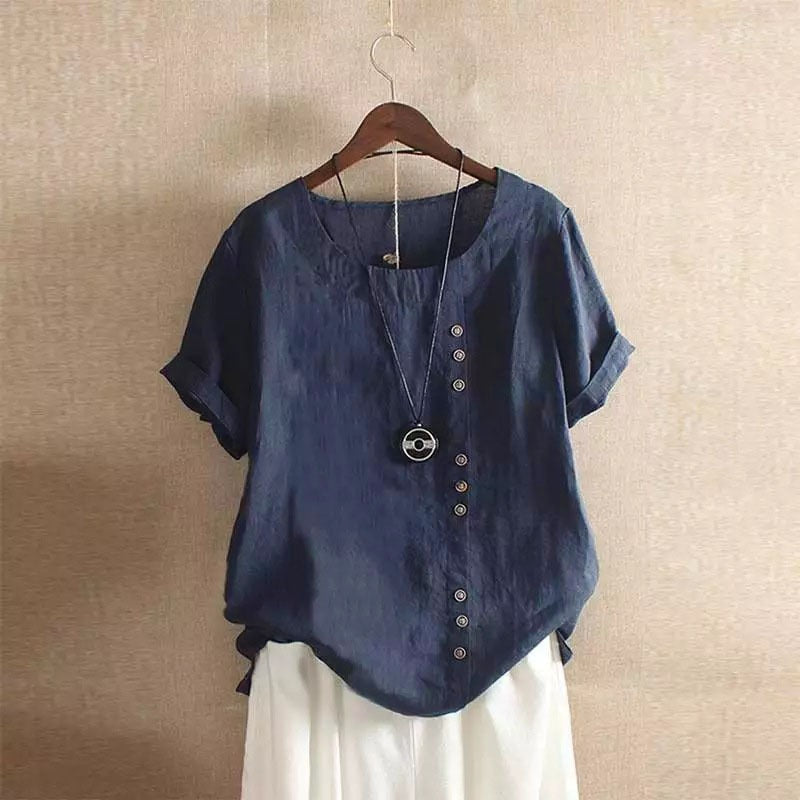 Summer Cotton Linen Femme Vetement Tshirt - size small