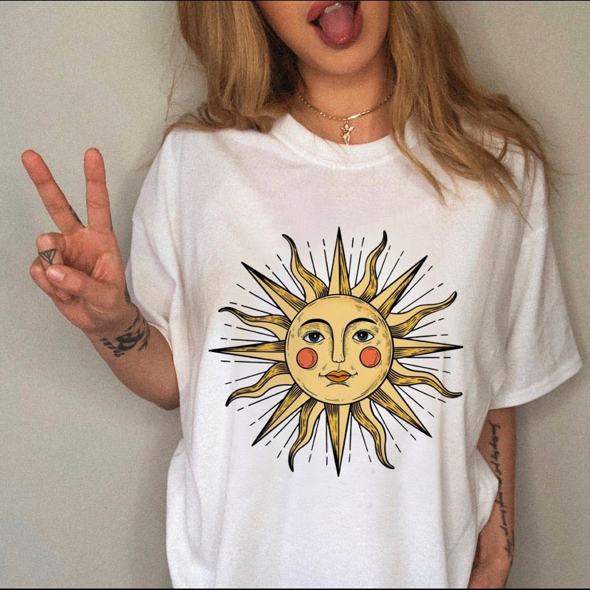 90s Harajuku Witch Summer Short Sleeve Graphic T-shirt - Size Medium