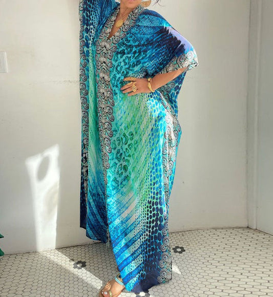 Casual Print Kaftan Tunic Summer Plus Size Maxi Dress