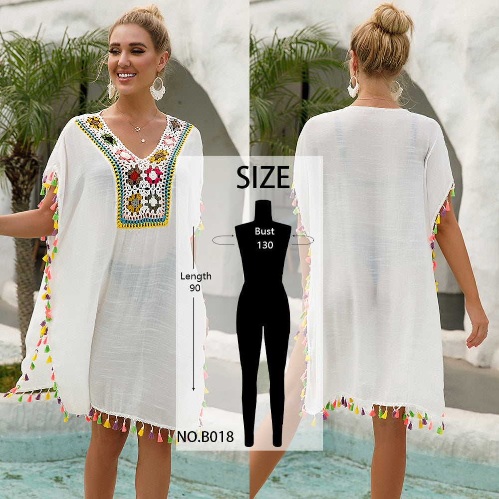 Summer Crochet Tunic Knitted Cover Up Long Cover-Up