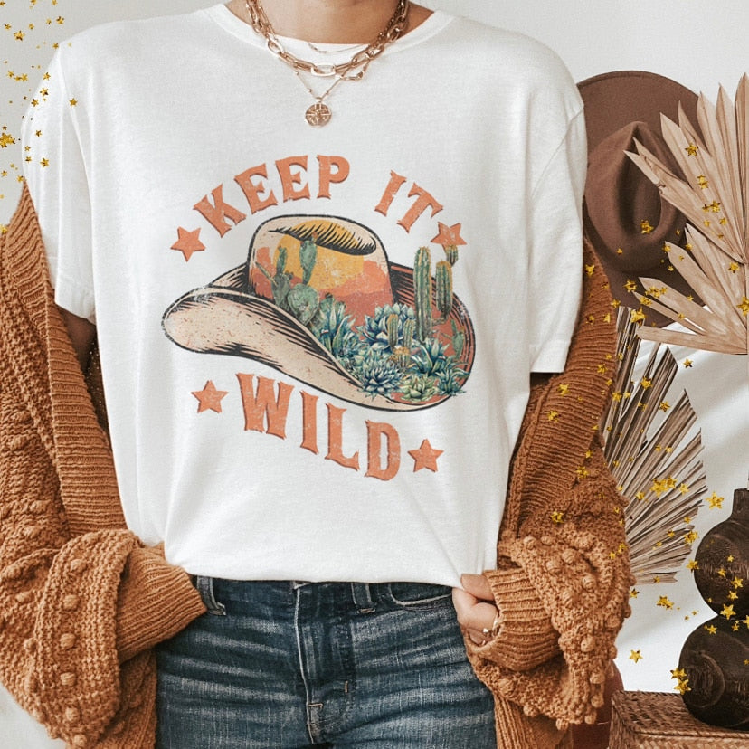Vintage Western Denim Cartoon Graphic Top - Size Medium