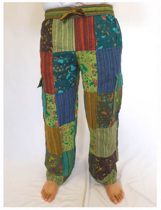 Happy Mushroom Patchwork Cargo Pants Green