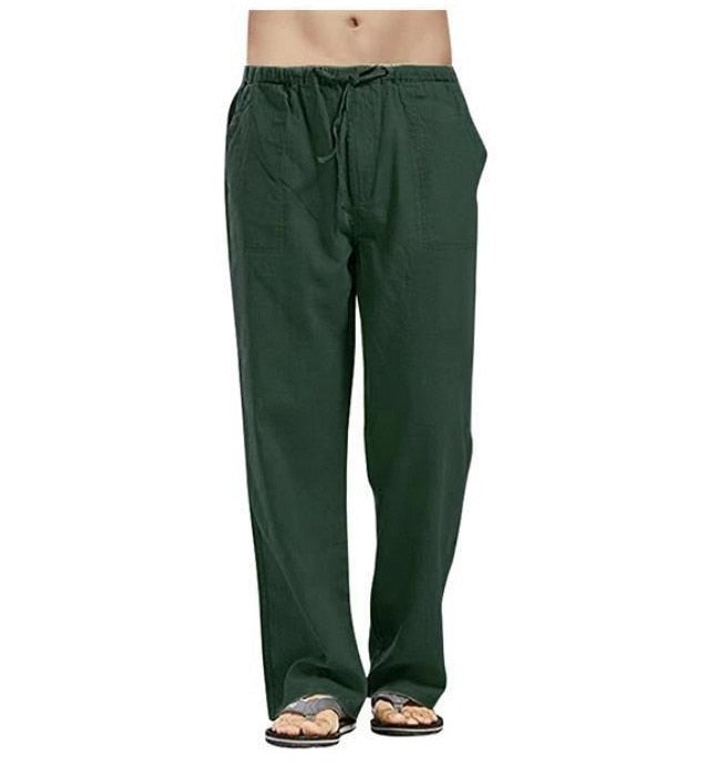 Casual Elastic Waist Linen Hip-Hop Trouser Pants - Size 4XL