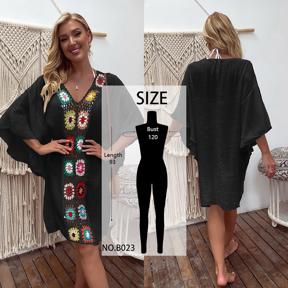 Summer Crochet Tunic Knitted Cover Up Long Cover-Up