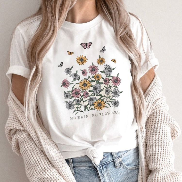 Casual Short Sleeve O Neck Graphic T-shirt - size Small