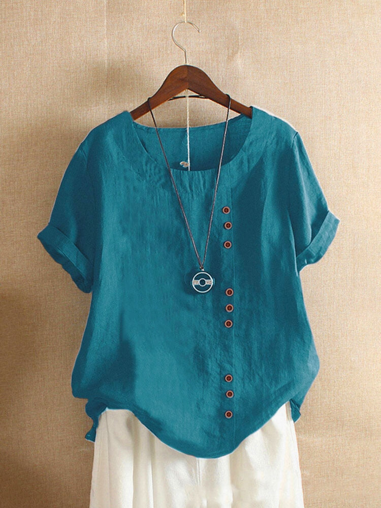 Summer Cotton Linen Femme Vetement Tshirt - size small