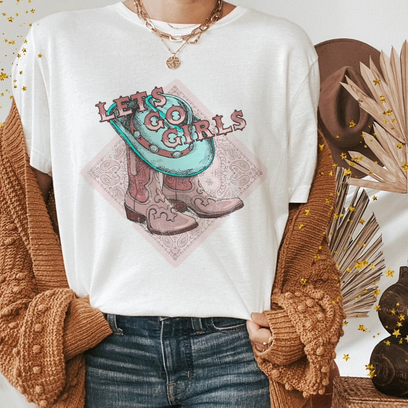 Vintage Western Denim Cartoon Graphic Top - SIze Small