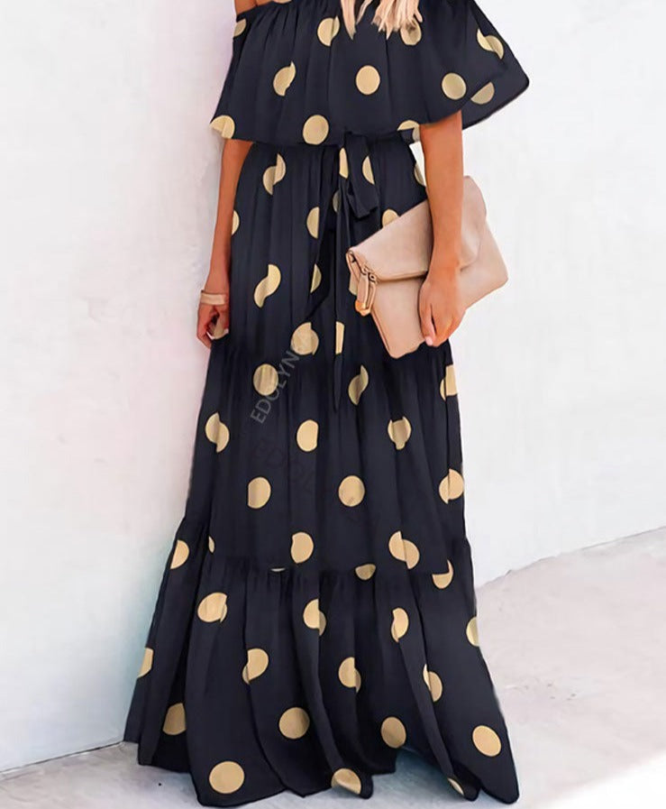 Off Shoulder Belted Maxi Dress