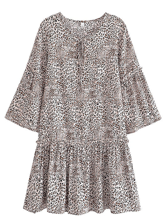 Leopard Tie Neck Dress