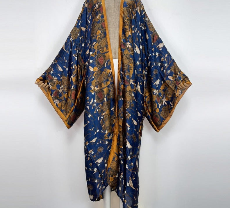 Boho Colorful Stitch Kimono Kaftan Cardigan