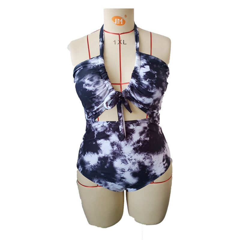 Women Floral Large One Piece Plus size Beachwear - Size L - XL