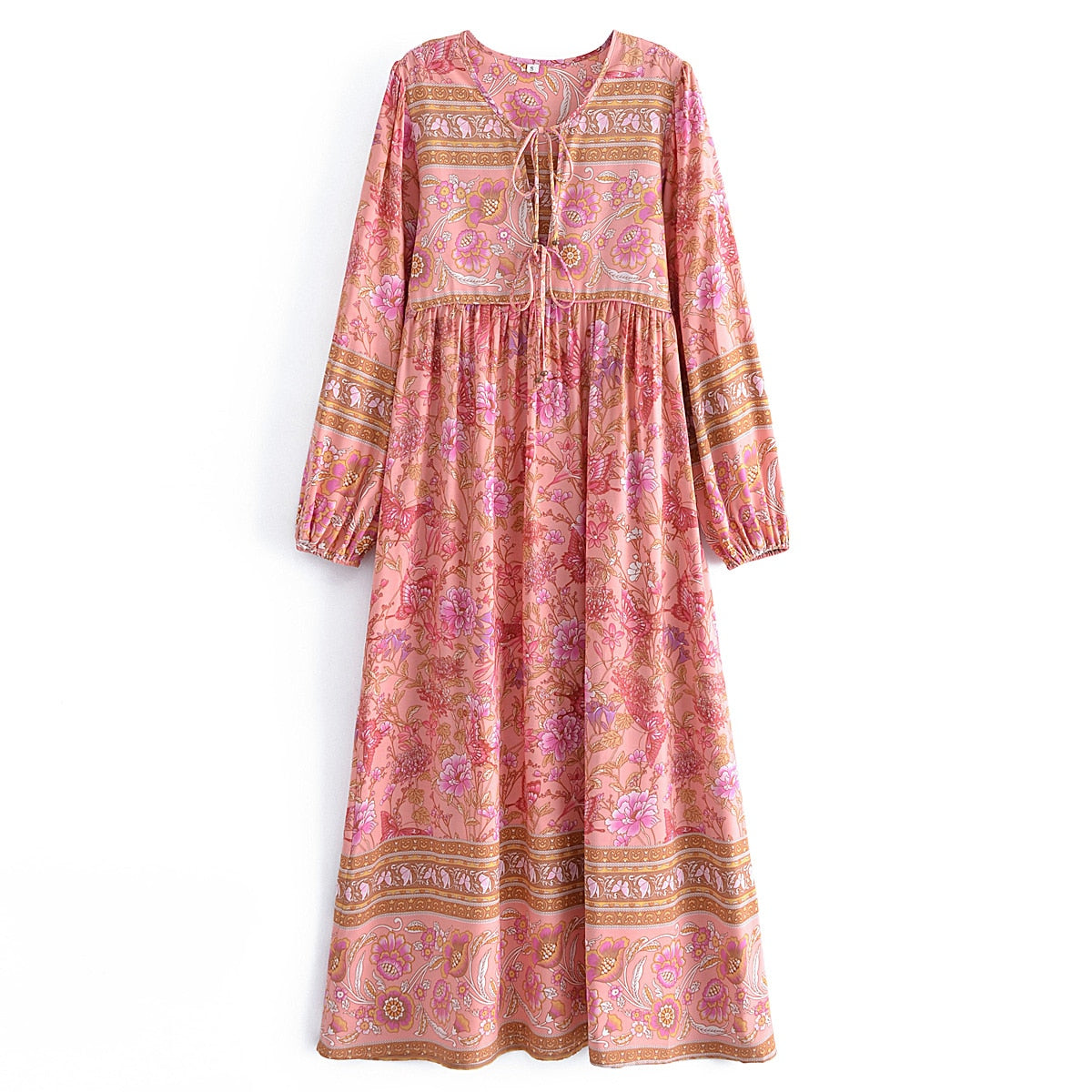 Tie Neck Loose Maxi Dress