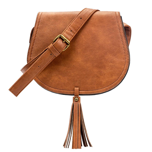 PU Leather Tassel Crossbody Handbag
