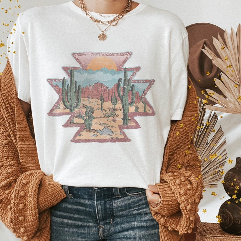 Vintage Western Denim Cartoon Graphic Top - SIze Small