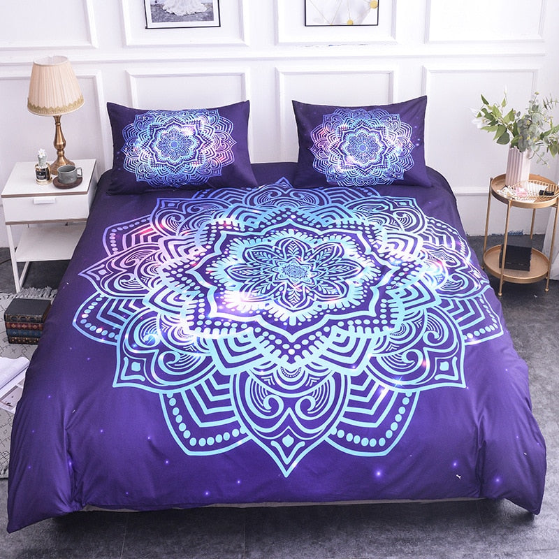 Mandala Abstract Flower Bohemian Quilt Bedding Set - size 200x200cm 3pcs