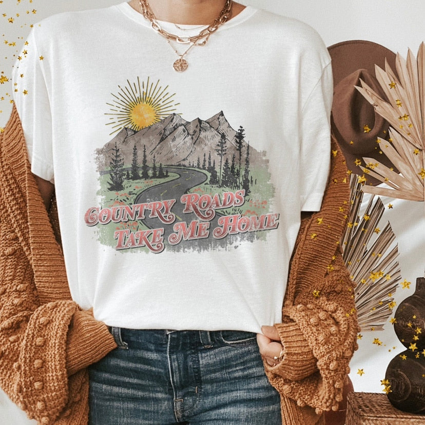 Vintage Western Denim Cartoon Graphic Top - SIze Small