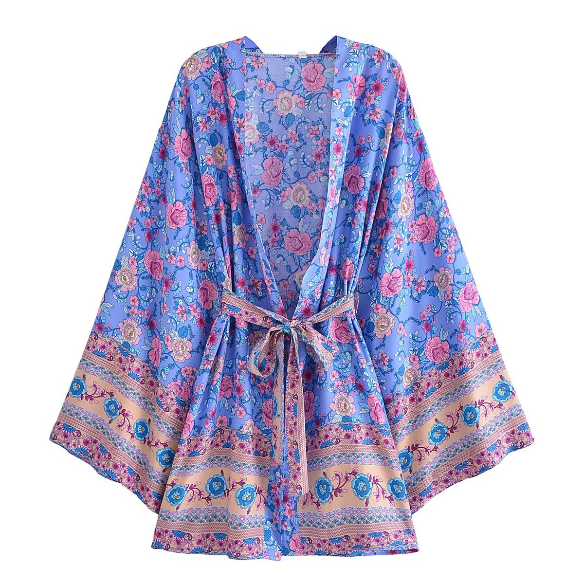 Bohemian Rayon Cotton Batwing Sleeve Bikini Kimono Cover-up