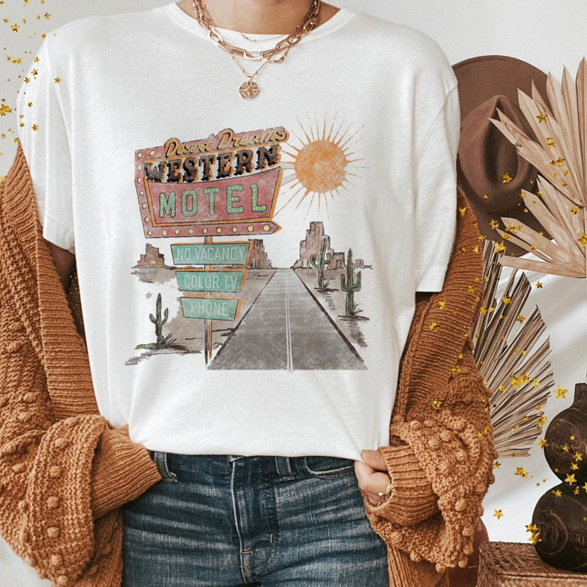 Vintage Western Denim Cartoon Graphic Top - Size Medium