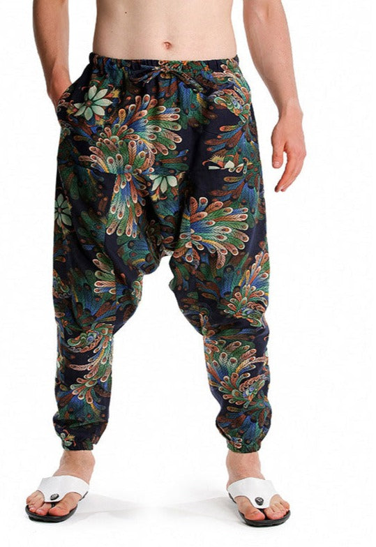Casual Cotton Yoga Drop Crotch Joggers Sweatpants-Small Size