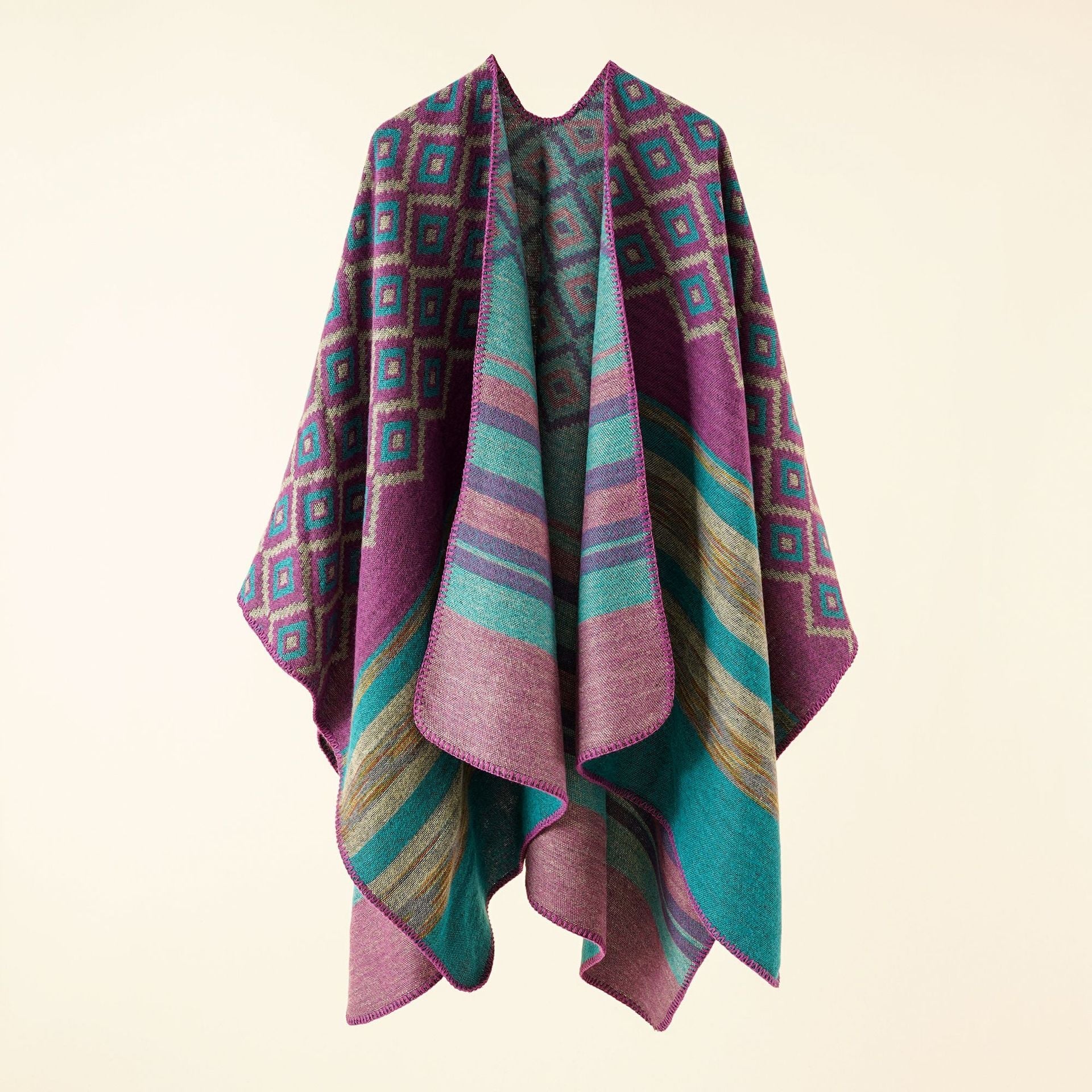 Stripe Cashmere Shawl Cape