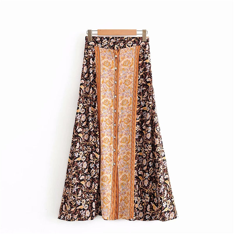Boho Floral Hippie Oversized Long Maxi Skirt