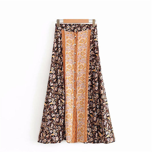 Boho Floral Hippie Oversized Long Maxi Skirt