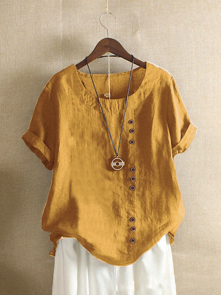 Summer Cotton Linen Femme Vetement Tshirt - size XXL
