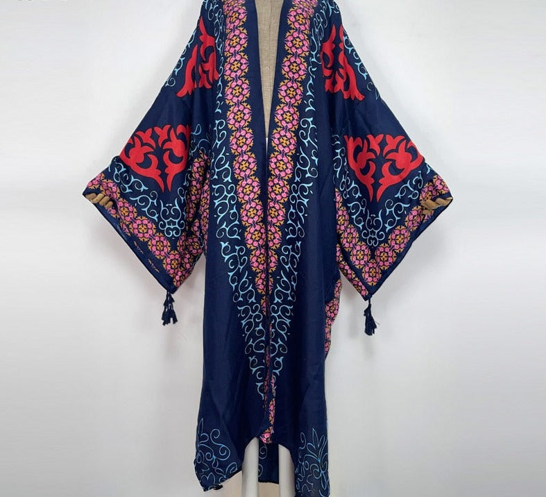 Sexy Summer Boho Cotton Kimono Kaftan Long Sleeve Cover Up Cardigan