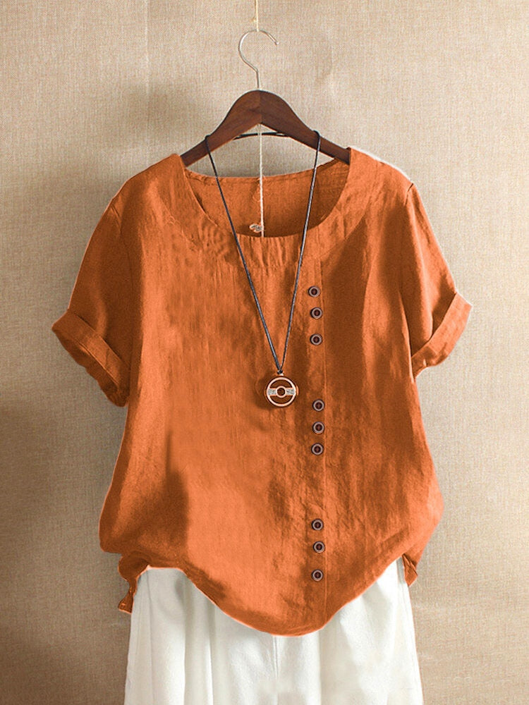 Summer Cotton Linen Femme Vetement Tshirt - size XXL