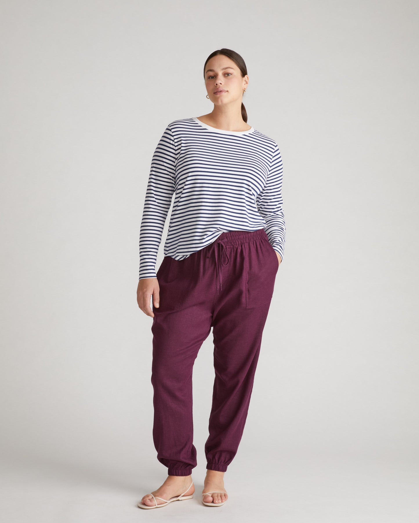 Shoreline Linen Joggers - Acai