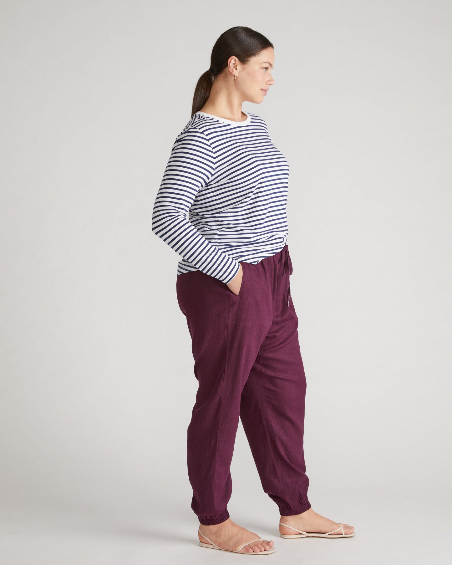 Shoreline Linen Joggers - Acai
