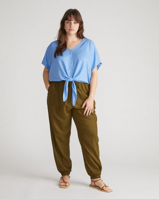 Shoreline Linen Joggers - Budding Stem