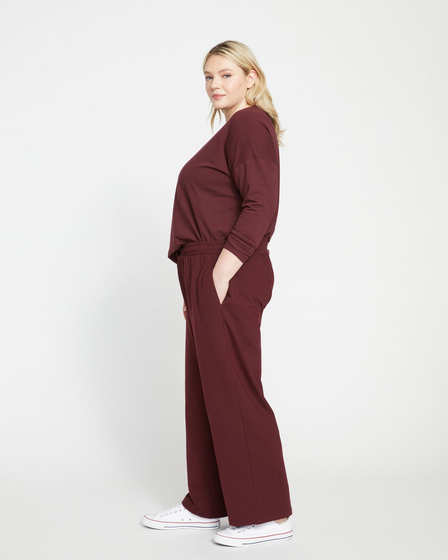 Classic Light Terry Sweatpants - Black Cherry