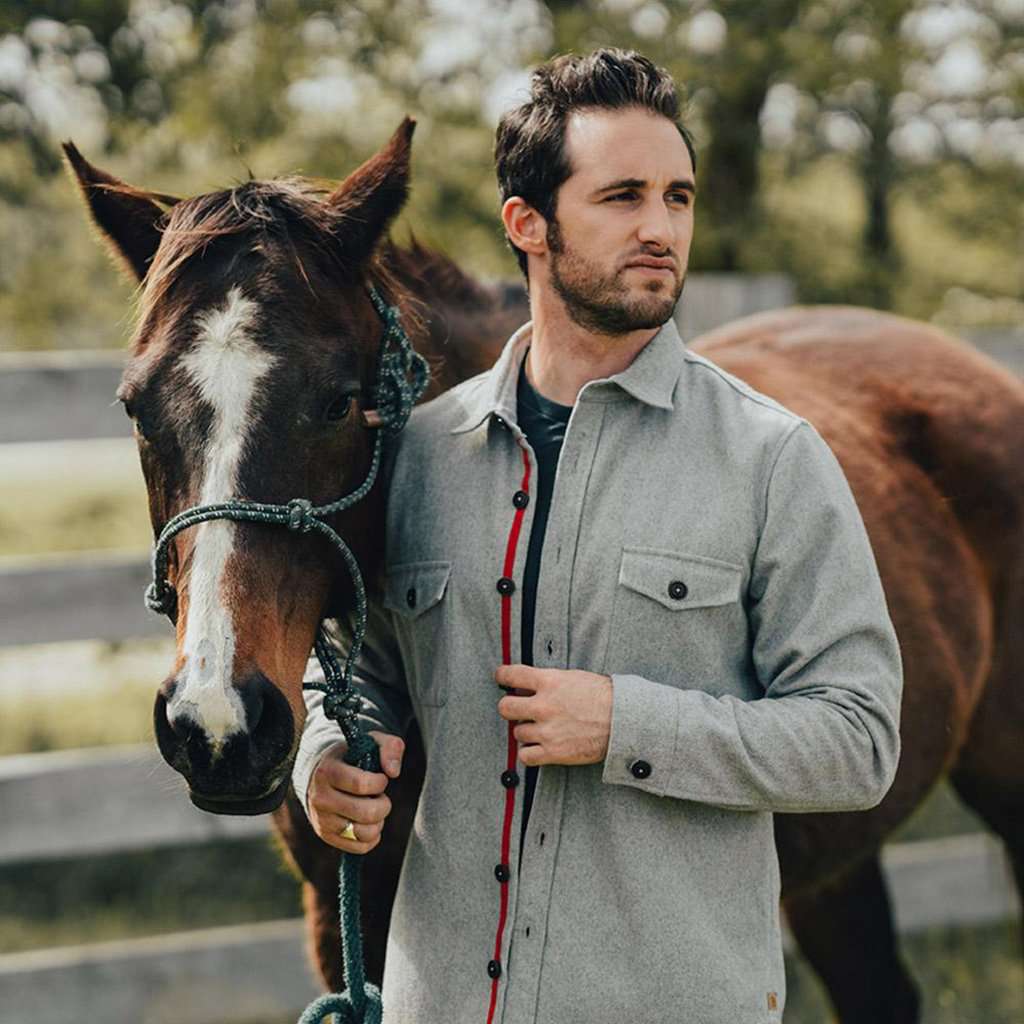 Senior Wool Shirt Jacket in Ash by The Normal Brand - Country Club Prep