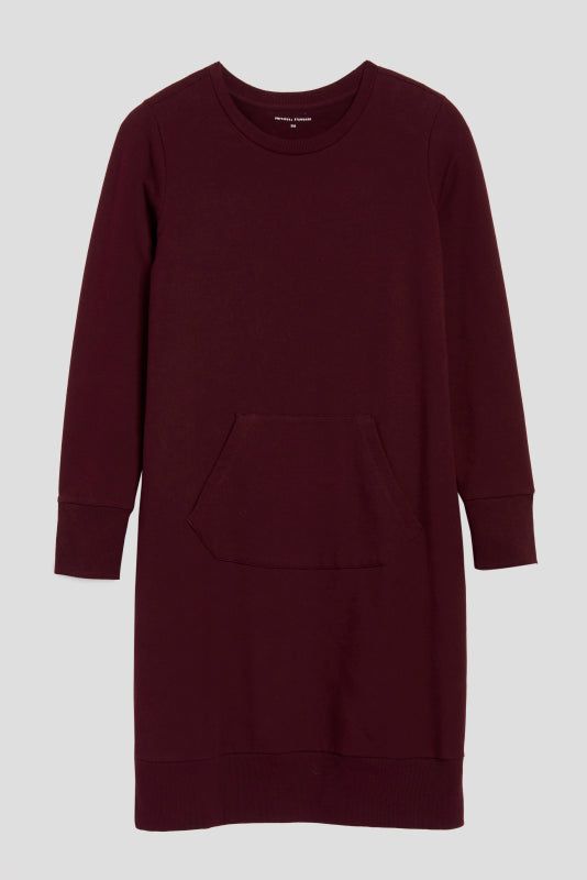 Classic Light Terry Sweatshirt Dress - Black Cherry
