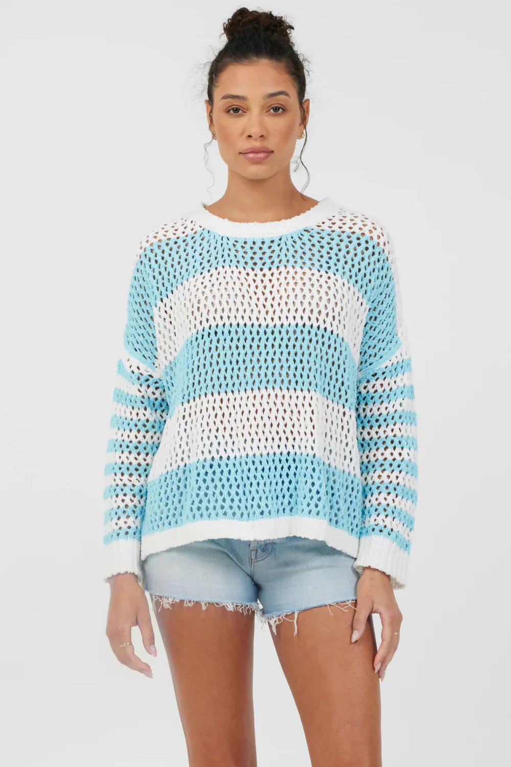 Tropical Stripe Netted Crew