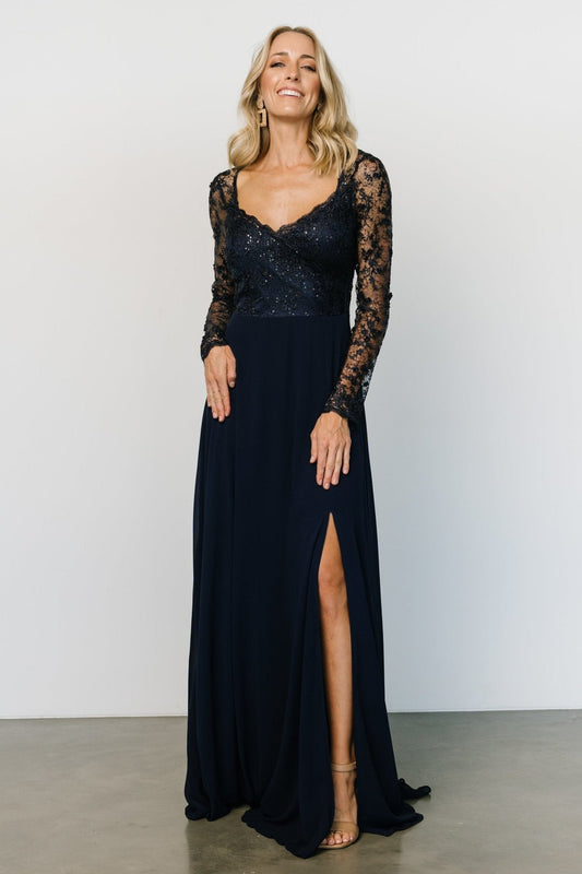 Adalaide Long Sleeve Maxi Dress | Navy - Baltic Born