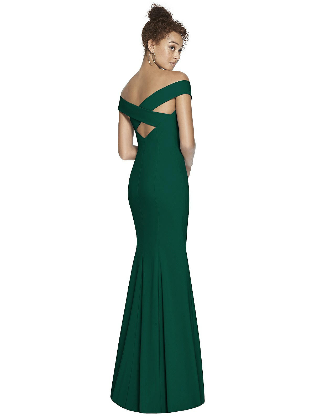Off-the-Shoulder Criss Cross Back Trumpet Gown