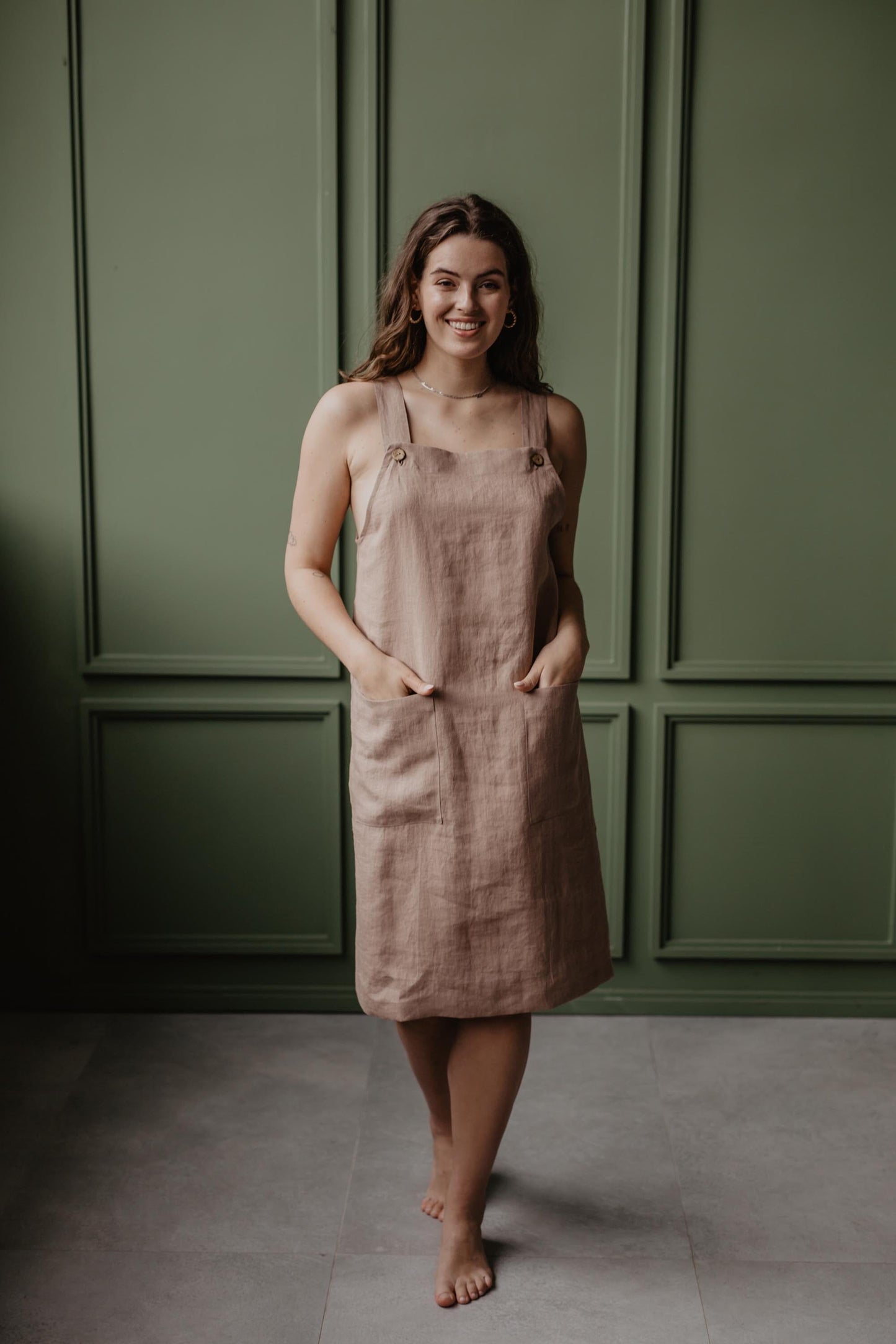 AmourLinen Linen apron dress JADE Linen dress AmourLinen