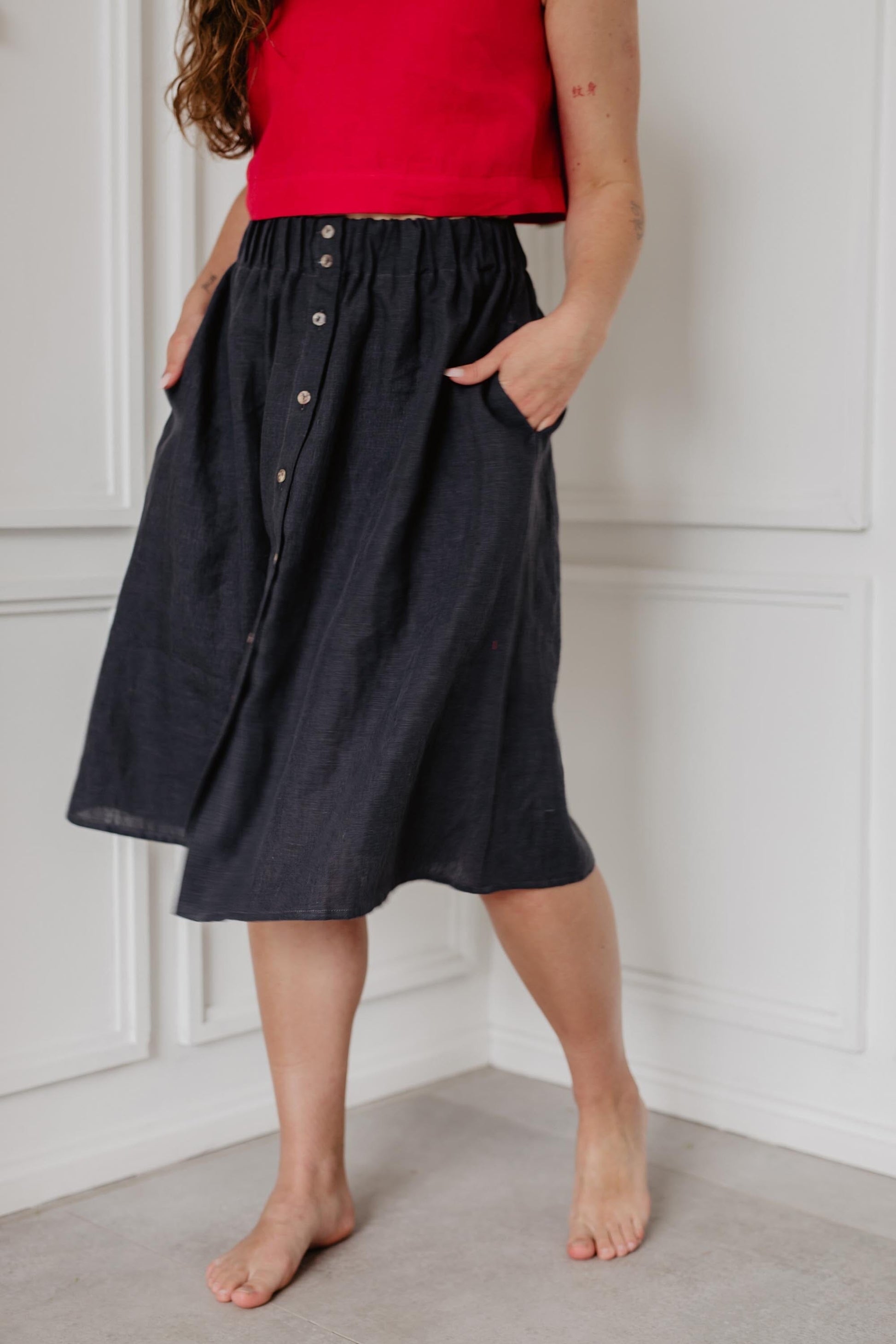 AmourLinen Linen skirt with buttons DAISY Linen skirt AmourLinen