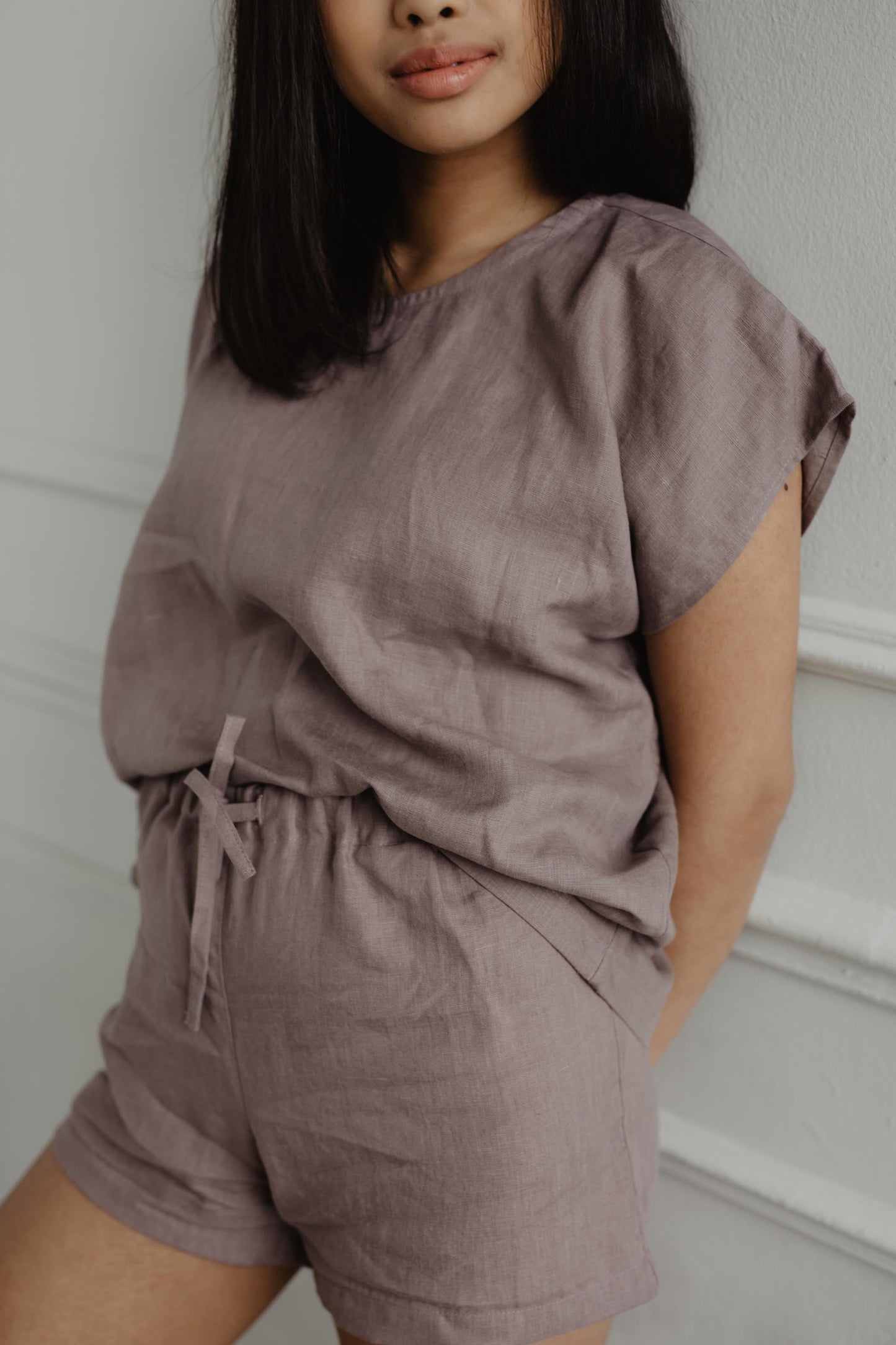 Cloud Nine Short Sleeve Linen Pajama Set