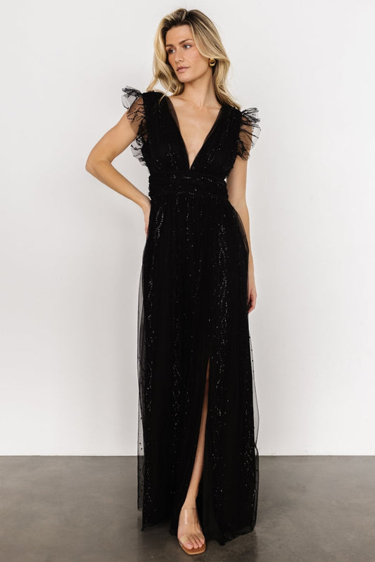 Annika Sequin Mesh Maxi Dress | Black - Baltic Born