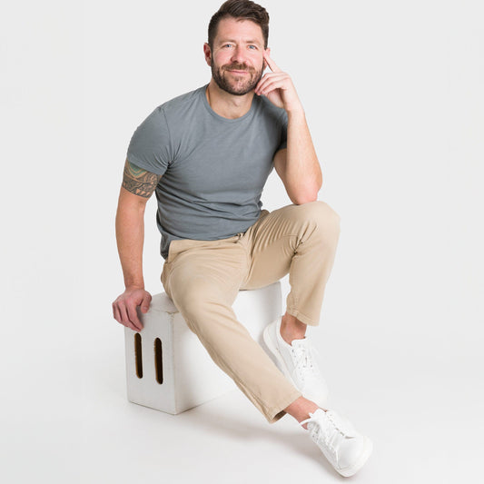 Ash & Erie Khaki Lightweight Stretch Chinos for Short Men   Chino Pants