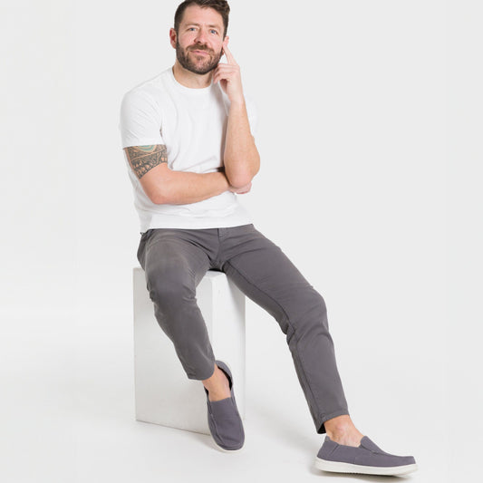 Ash & Erie Smoke Grey Lightweight Stretch Chinos for Short Men   Chino Pants