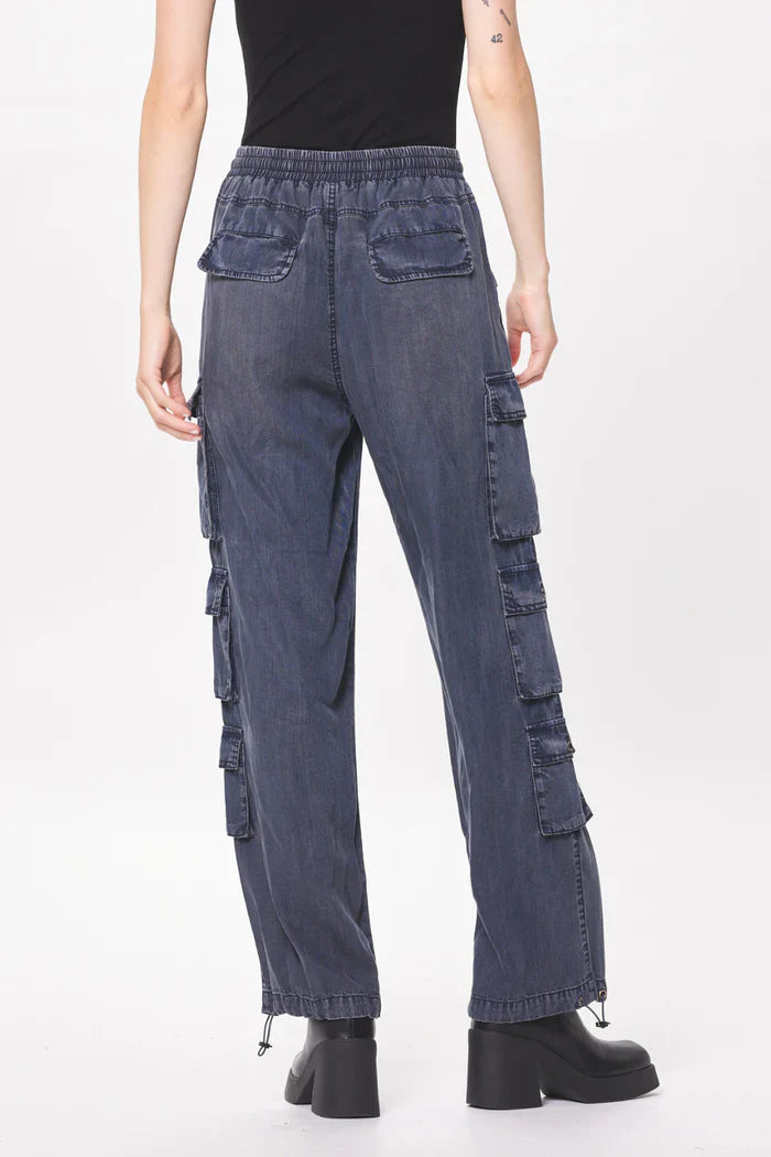 Dark Denim Tencel Cargo Pants