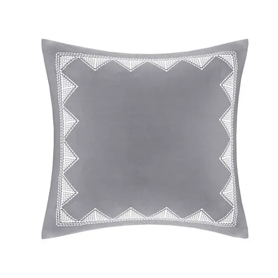 Cotton Embroidered Euro Sham Gray