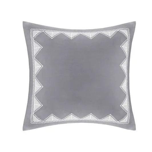 Cotton Embroidered Euro Sham Gray